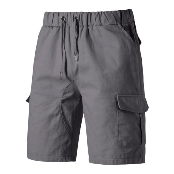 Mens Casual Cargo Shorts With Pockets Drawstring Waist Knee Length Mens Gym Shorts For Fashion Daily Wear,Gray,XL