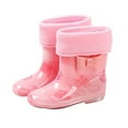 thumbnail image 5 of Hpapadks Rain Boots For Boys Rubber Winter Fleece Warm Waterproof Water Shoes Solid Casual Hiking Outdoor Play Pink 8-9 Y, 5 of 5