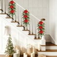 thumbnail image 6 of 20 Inch Artificial Christmas Teardrop Door Swag, Decorated With Holly Leaves And Red Flowers, Winter Wall Ornament For Front Door Porch Entryway, 6 of 6