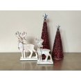 thumbnail image 6 of Reindeer Figurines Set of 2 Rustic Farmhouse Christmas Decorations Carved Wooden Statues with Antlers & Bows Holiday Tabletop Mantel Fireplace Shelf & Office Décor Ornaments 10" and 8" H, 6 of 7