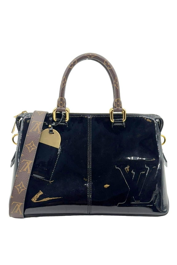 Pre-Owned Louis Vuitton Miroir Vernis Leather Tote Shoulder Bag Black