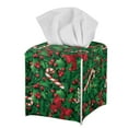 thumbnail image 2 of Renewold PU Leather Tissue Box Cover Square Farmhouse Paper Organizer Bow Candy Canes Christmas Dresser Accessories for Office Bathroom Decor Vanity, 2 of 5
