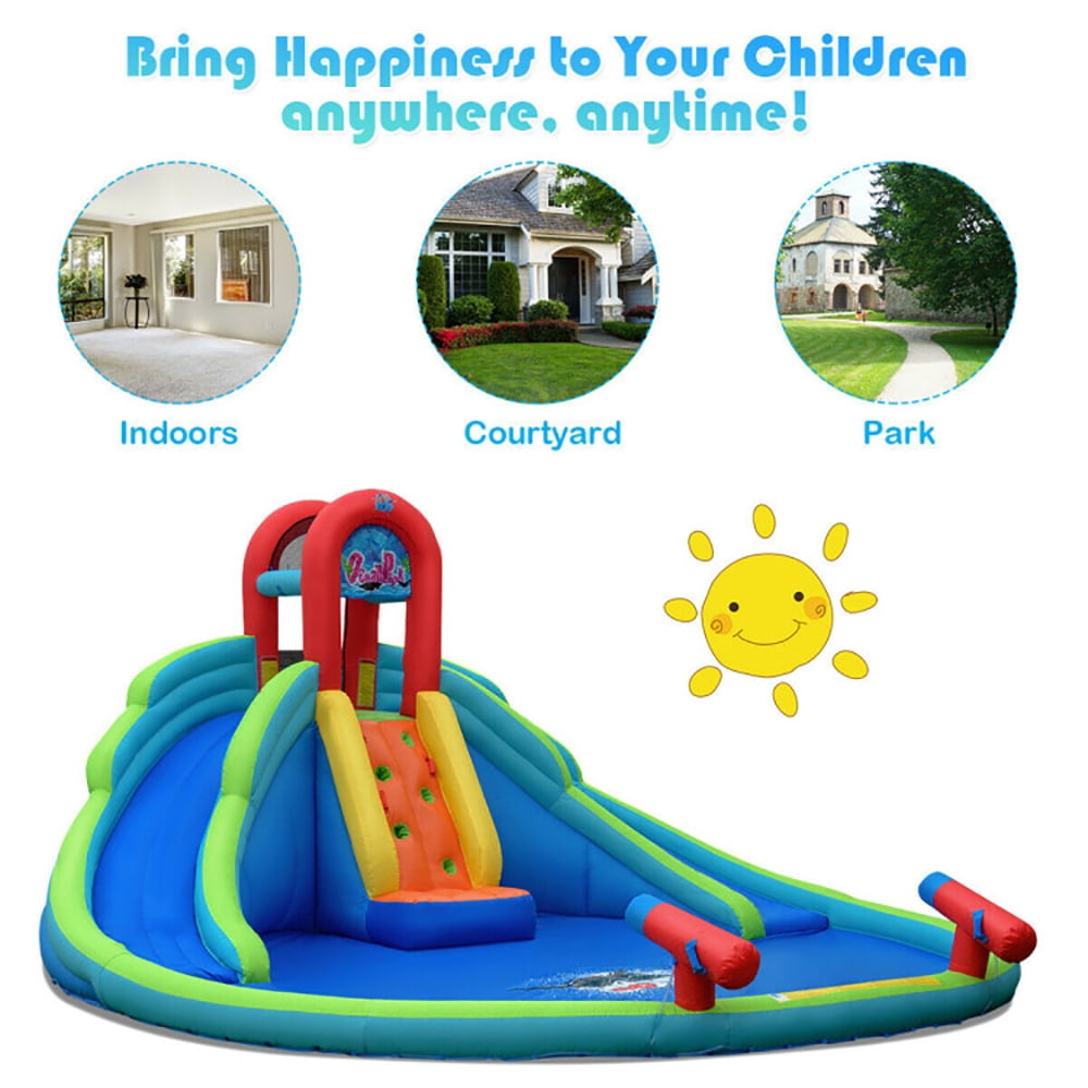 Aimee Lii Kids Inflatable Water Slide Bounce House with Carrying Bag without Blower, Playhouse for Kids Outdoor