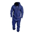 thumbnail image 2 of Men's Fleece Lined Hooded Jumpsuit, Zip Up One Piece, Pure Color, Splicing Casual, 2 of 9