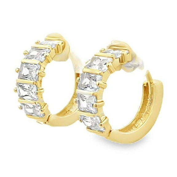 18K Gold Filled Multicolored CZ Huggies (L73)