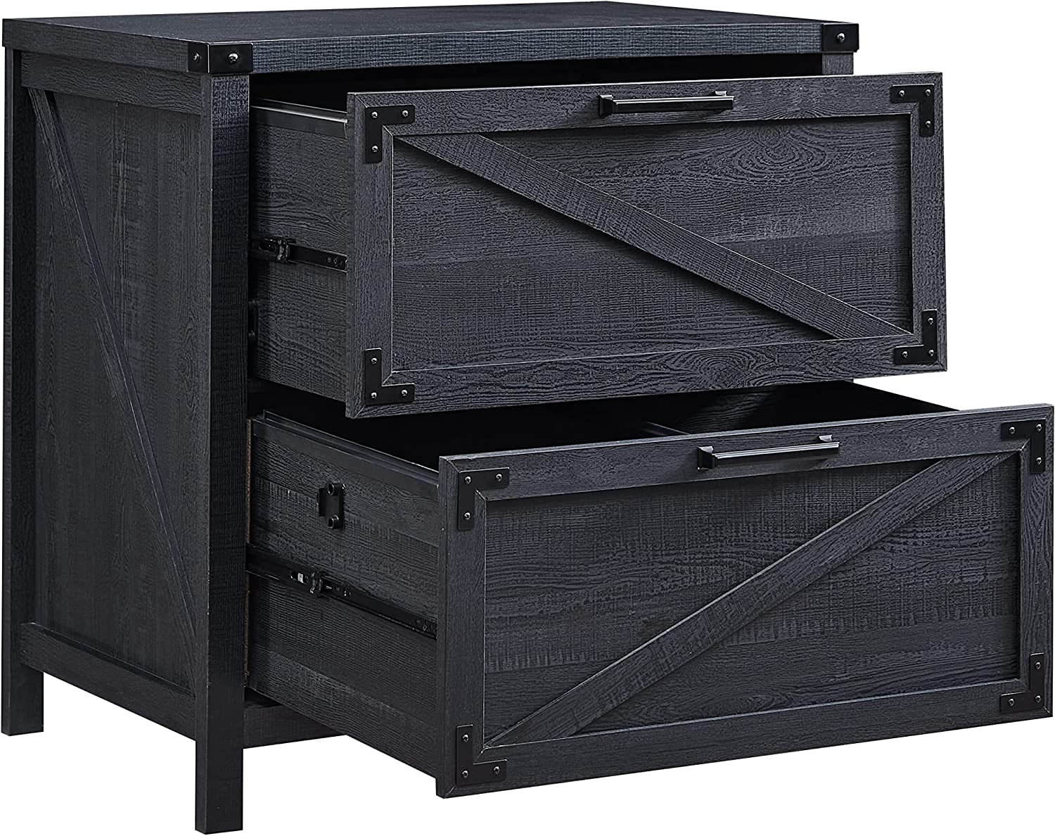 T4TREAM Modern Farmhouse Filing with 2 Drawers, Black