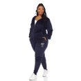 thumbnail image 3 of White Mark Women's Rhinestone 2 Piece Velour Tracksuit Set, 3 of 6