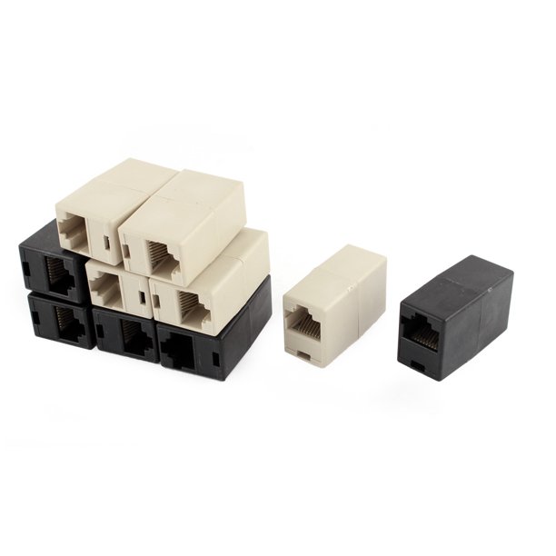 Cat5 RJ45 Lan Network Cable Joiner Adapter Coupler Black Khaki 10 PCS