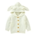 thumbnail image 1 of Xingqing Infant Toddler Baby Girls Solid Color Rabbit Ear Long Sleeve Knitted Hooded Coat, 1 of 10