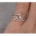 thumbnail image 2 of Sale 2.75 Carat 6mm Round Cut Morganite Ring Set with One Engagement Ring and 2 Wedding Bands with 18k Gold Plating, 2 of 4