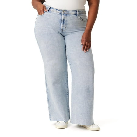 kensie Jeans for Women The Kaya Ladies High Rise Wide Leg Raw Hem 32-Inch Inseam, Lismore, 10