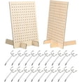 thumbnail image 1 of 2 Pack Wooden Pegboard Display Stand, Retail Rack, 17 x 13 Inches, with 20 Pcs Hooks, 1 of 8