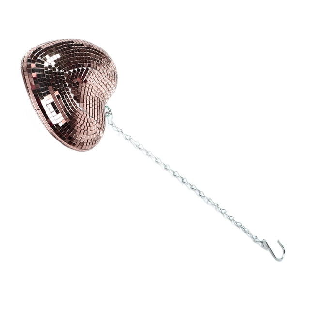 Sparkling Heart Shaped Mirror Ball With Chain, Decorative Reflective Ornament For Parties Weddings Bars Birthdays 52cm Long Chain