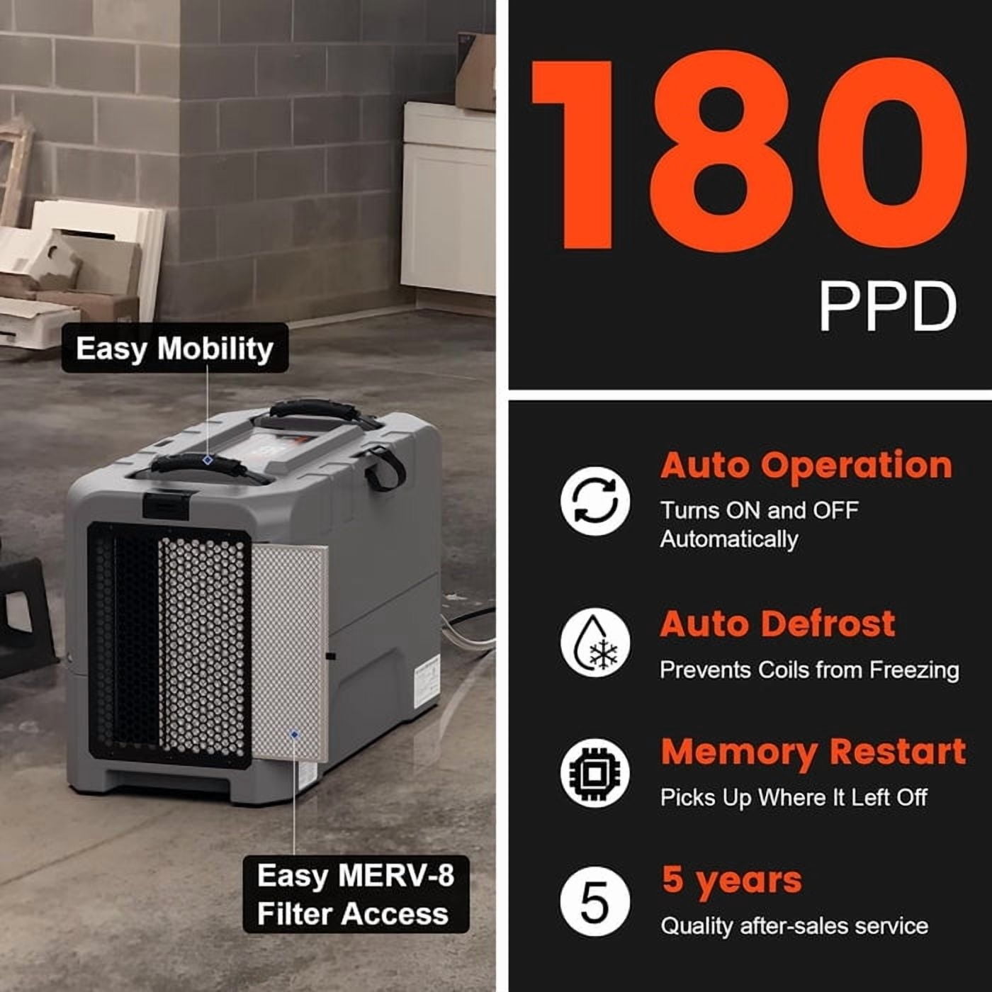 Abestorm  Lgr 180 PPD Commercial Dehumidifiers with Pump for Crawl Space, up to 2,300 Sq.ft