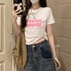 thumbnail image 4 of Camiseta corta hueca para mujer, Top de manga corta ajustado dulce informal a la moda para verano, 4 of 8