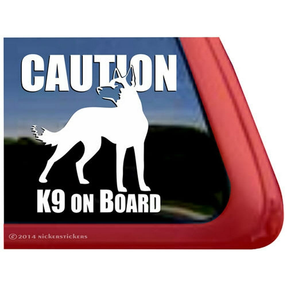 Caution K9 Onboard Belgian Malinois Adhesive Vinyl Dog Window Decal