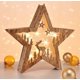 thumbnail image 1 of 3D designer LED decorative lamp in the shape of a star made of real wood with 10 warm white LEDs, 1 of 4