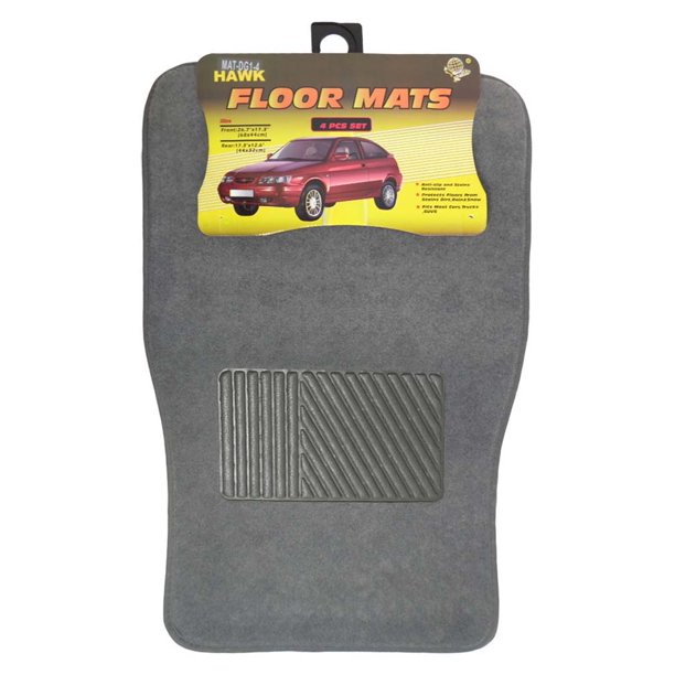 4 Piece Grey Auto Floor Mats with Anti Slip Backs (ROAD GENIE MA28446