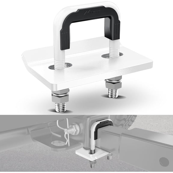 Nilight Trailer Hitch Tightener for 2 Inch Trailers Hitches Mount Anti Rattle Heavy Duty Steel with Rubber Cover White U Bolt Glossy Coating Plate Electrophoresis Anti-Rust Triple Protective