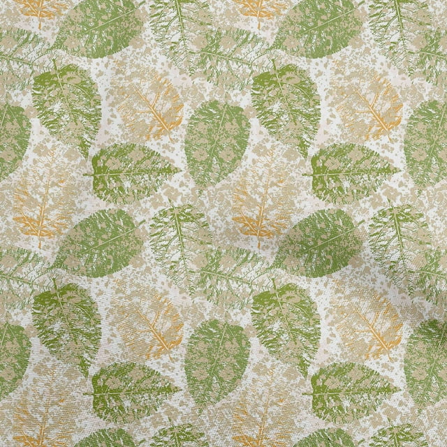 oneOone Velvet Light Green Fabric Leaves Fabric For Sewing Printed Craft Fabric By The Yard 58 Inch Wide