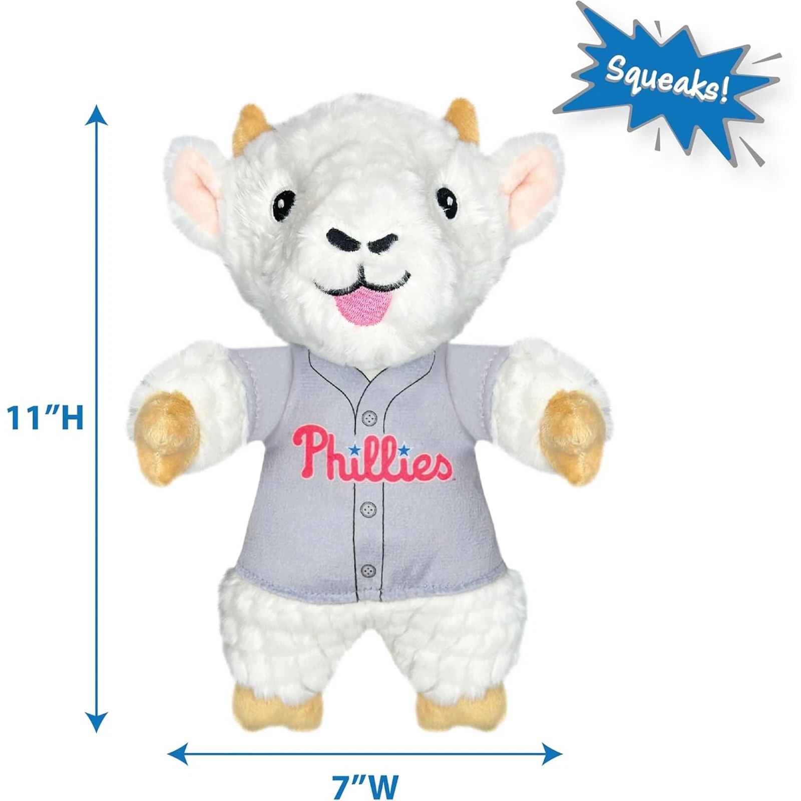 Pets First MLB Goat Plush Toy for Dogs & Cats Squeaky Dog Toy with Squeaker