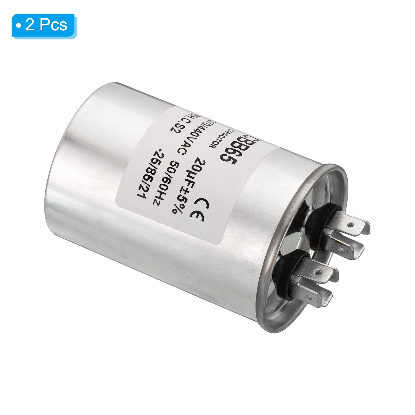 Uxcell CBB65 20uF Run Capacitor,20mfd 2Pcs AC 370/440V Aluminum Case with 2 Terminal