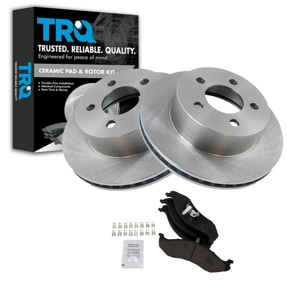 TRQ Front Ceramic Disc Brake Pad & Rotor Kit Set for Jeep Wrangler Cherokee BKA10678 Fits select: 1997-2006 JEEP WRANGLER / TJ