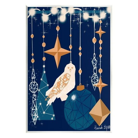 Stupell Industries Geometric Winter Owl Holiday Painting Unframed Art Print Wall Art, 10 x 15