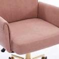 thumbnail image 6 of Velvet Criss Cross Office Chair with Wheels, Wide Swivel Desk Chair for Home Office - Pink Cross Legged Computer & Vanity Chair, Armless Modern Seating, 6 of 6