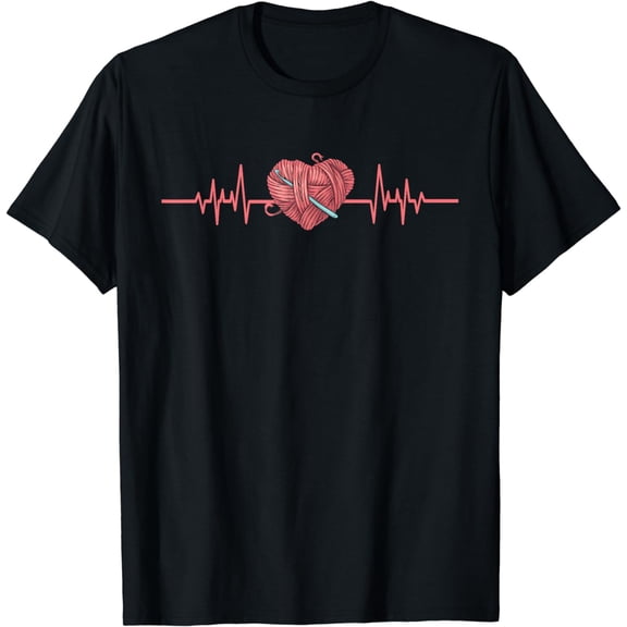 Knitting Heartbeat Knitters Pride Crochet Craft Lovers Gift T-Shirt