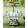 thumbnail image 3 of Sage Green Buffalo Plaid Outdoor Tablecloth - 60 Inch Round Dining Table Cover, Green White Checkered Farmhouse Waterproof Outdoor Table Cloth with Umbrella Hole & Zipper for Picnic/Patio, 3 of 5