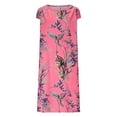 thumbnail image 5 of ITSAME Women's Plus Size Dress, Loose Comfy Floral Prints Short Sleeve Summer Casual Midi Dresses Hot Pink S, 5 of 6