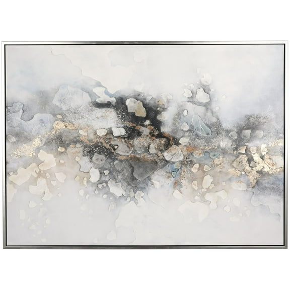 65" x 47" Watercolor Abstract Framed Wall Art with Gold Foil Accents, by DecMode