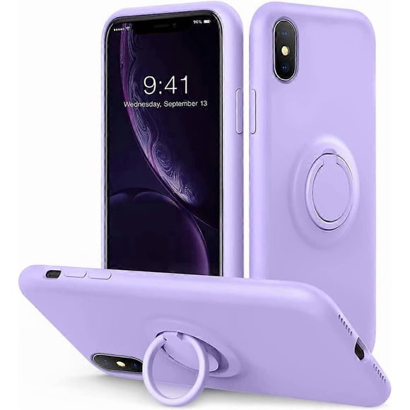 for iPhone Xs/X Case Kickstand | Baby Grade Liquid Silicone | 10ft Drop Tested Protective, Microfiber Lining Shockproof Full-Body Cover Case for iPhon