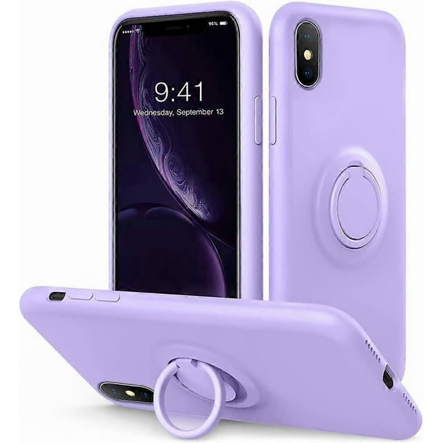 for iPhone Xs/X Case Kickstand | Baby Grade Liquid Silicone | 10ft Drop Tested Protective, Microfiber Lining Shockproof Full-Body Cover Case for iPhon