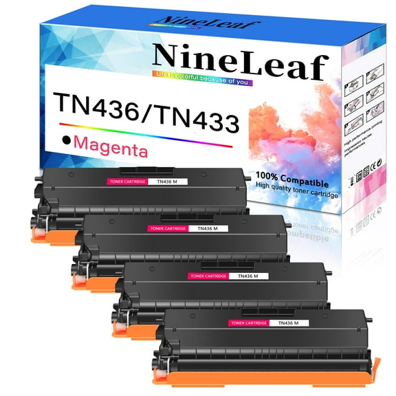 NineLeaf TN436 Magenta 4 Pack Compatible Toner Cartridge Replacement for Brother TN433 TN-436 TN431 TN436M Work for HL-L8360CDW HL-L8260CDW MFC-L8900CDW MFC-L8610CDW MFC-L9570CDW Printer