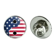 USA Patriotic Yin and Yang American Flag Metal 0.75" Lapel Hat Pin Tie Tack Pinback