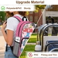 thumbnail image 6 of COEQINE Clear Backpack 17 Inch Transparent Polyester PVC Backpack for School, Heavy Duty Lightweight Travel Daypack, Large Bookbag Work Bag for Girls, Corgi Cherry Blossom Pink Polka Dots, 6 of 7