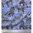 thumbnail image 1 of Soimoi Blue Modal Satin Fabric Leaves & Wild Animal Print Fabric by The Yard 42 Inch Wide, 1 of 3