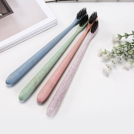 Limei 10Pcs Family Pack Eco-Friendly Small Head Wheat Straw Toothbrush  Bamboo Charcoal Soft Bristles Toothbrush for Kids and Adults  Toothbrushes for Sensitive Gums and Teeth  Travel Carry