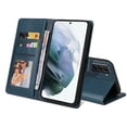 thumbnail image 2 of Compatible With Samsung Galaxy S22 Plus Wallet Case 360° Protection Dustproof Card Pocket Magnetic Closure Card Slots Kickstand Shockproof Full Coverage PU Leather Folio Phone Cover,Blue, 2 of 12