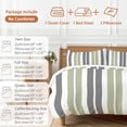 thumbnail image 6 of Sage Green Bedding Duvet Cover Set Twin Size 4 Pieces and Grey Striped Rectangular Geometric Bedding Set with Zipper Closure, 1 Comforter Cover 68x86 Inches 1 Flat Sheet & 2 Pillow Cases, 6 of 7