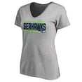 thumbnail image 2 of Women's Heather Gray Seattle Seahawks Iconic Collection On Side Stripe V-Neck T-Shirt, 2 of 3