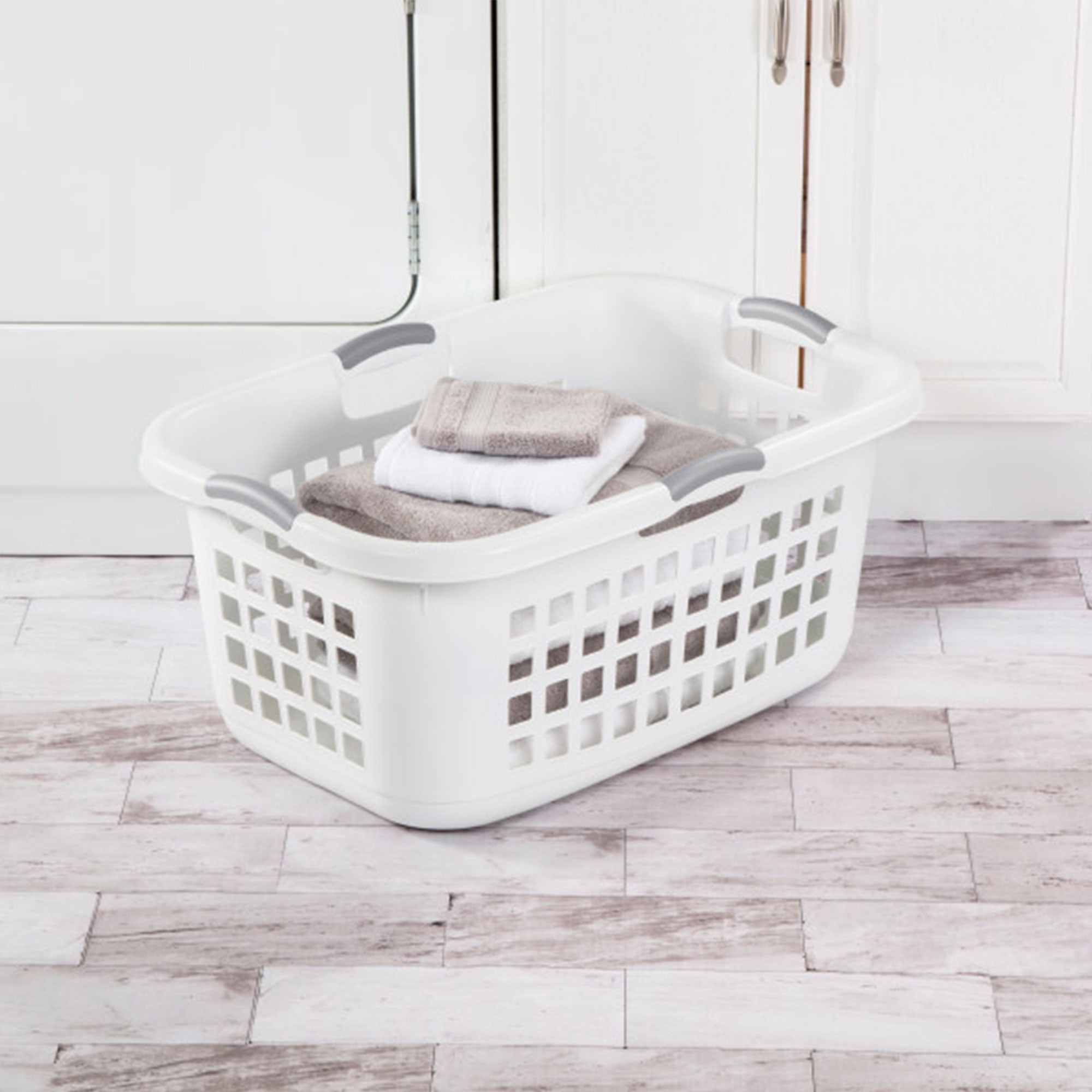 Sterilite Ultra 2 Bushel Plastic Stackable Laundry Basket, White (12 Pack)