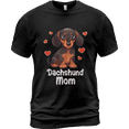 thumbnail image 3 of Lotusprinthandmade Cute Dachshund Mom Illustration Black Classic Unisex T-Shirt 100% Cotton S-5XL (5XL), Pet Lover Day Tees, 3 of 5