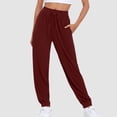 thumbnail image 2 of Xudanell Casual Pant Cargo pants Sweatpants for Women High Waiste Joggers Pants for cargo sweatpants for women baggy Lounge Trousers (S,Red), 2 of 9