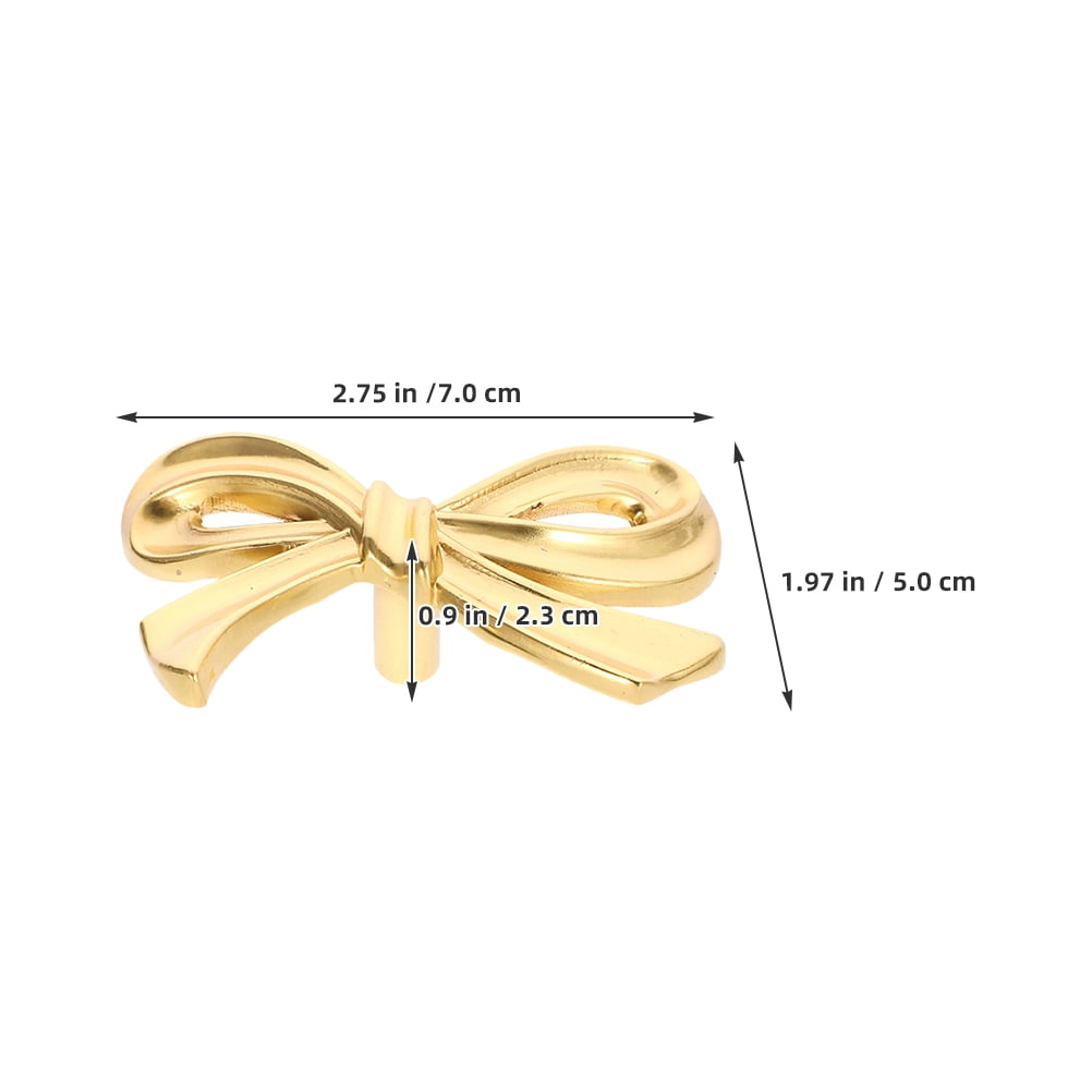 RENACLIPY Vintage Style Golden Brass Drawer Pulls, Artistic Bowknot Design, Easy Maintenance, Set of 3 Handles for Cabinets