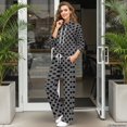 thumbnail image 3 of Glofpot 2 Piece Lounge Sets for Women, Mock Neck Sweatshirt, Sports Wear Long Sleeve Pullover Top, Drawstring Wide Leg Pants, Plus Size Tracksuit Set, Activewear for Jogging, Gym, Polka Dot Black, 3 of 7