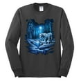 thumbnail image 2 of Wild Bobby, Tiger In The Snowy Night Animal Lover Mens Long Sleeve Shirt, Charcoal, Small, 2 of 3