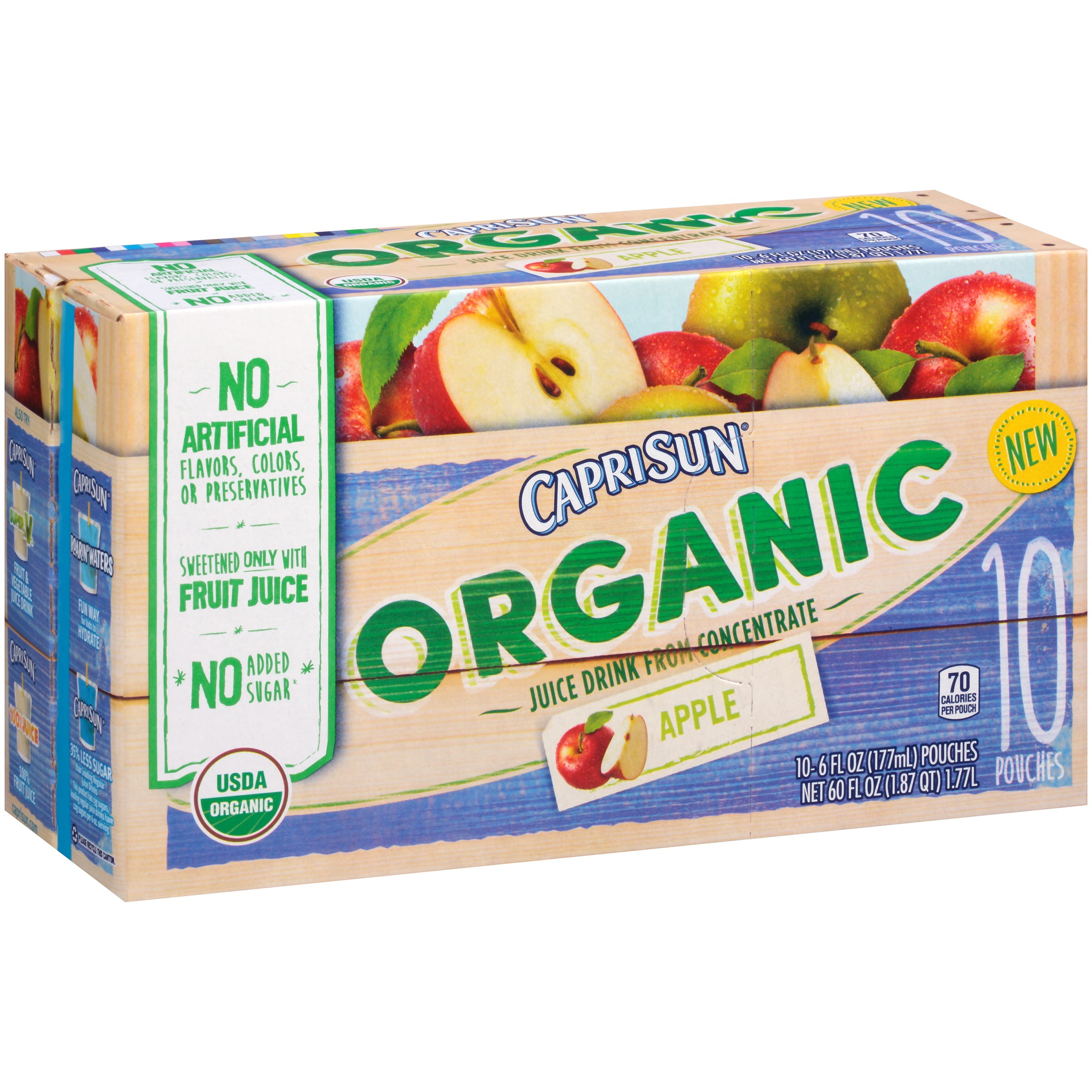 Capri Sun Organic Apple Juice Drink Blend, 10 count, 60 Fl Oz by Kraft Heinz Foods Company